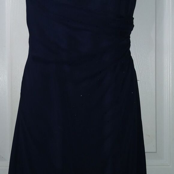 Jodan navy blue side gather beaded sleeveless formal gown with shawl  Sz 2 - Picture 5 of 12